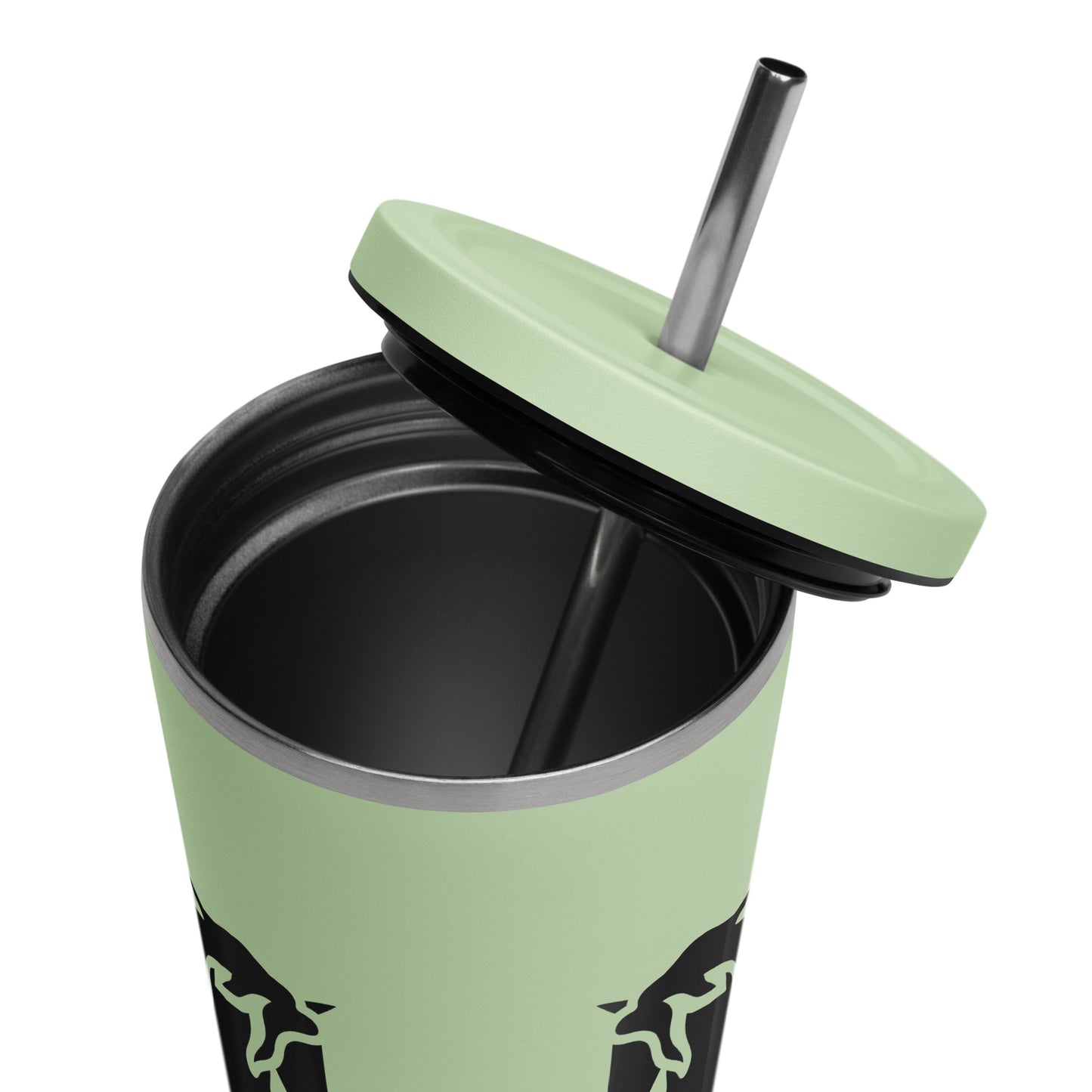 Insulated tumbler with a straw