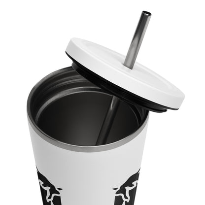 Insulated tumbler with a straw
