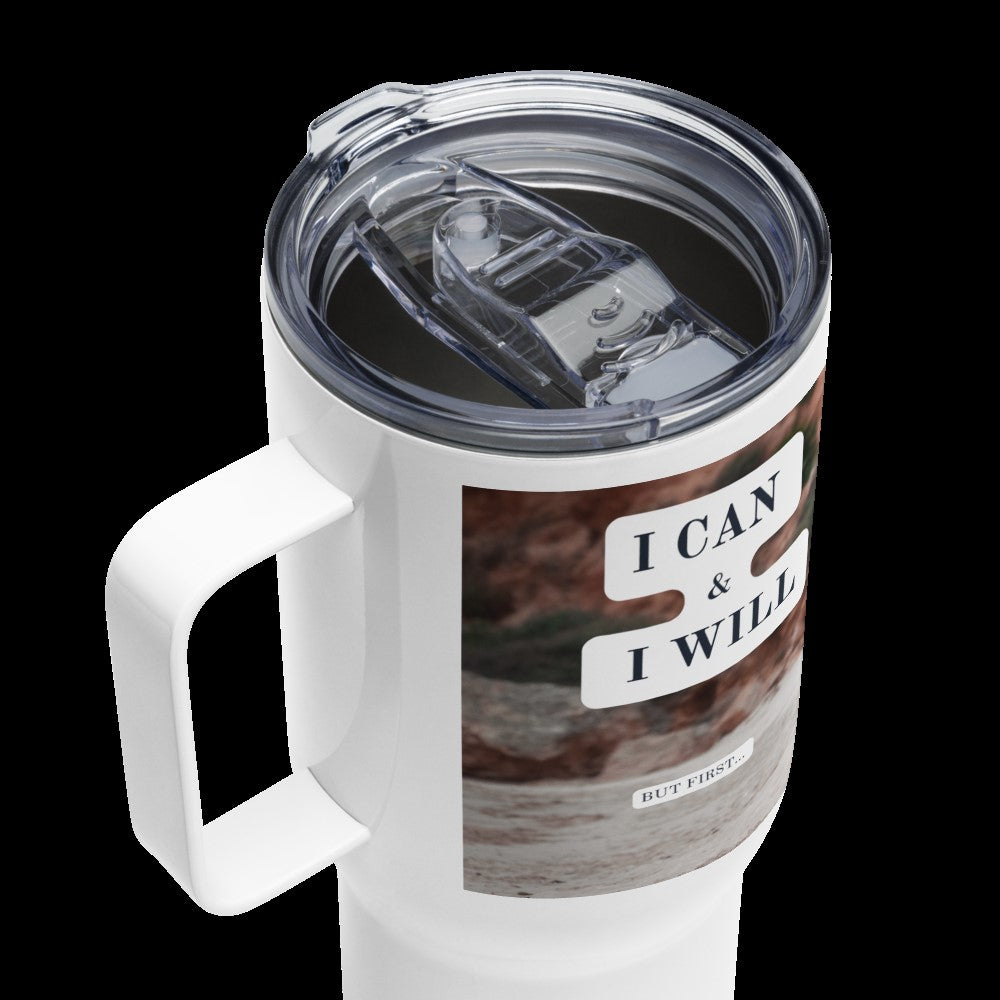 Travel mug with a handle